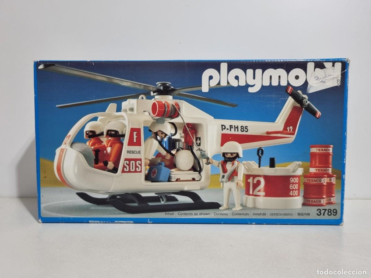 Playmobil: Playmobil 3789 Antiguo Caja Helicoptero Salvamento SOS Rescate Sanitario Bombero