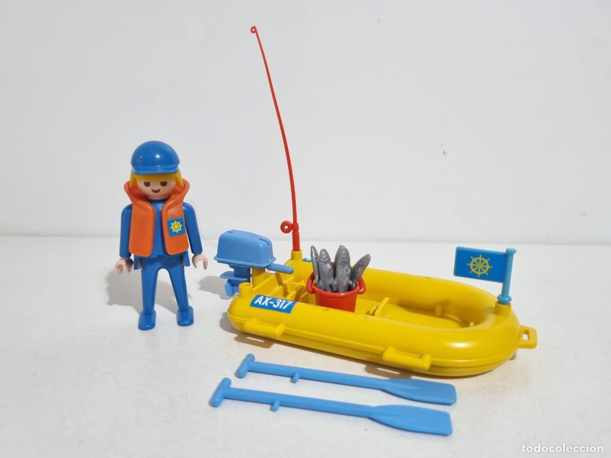 Playmobil: Playmobil 3574 Antigua Lancha Barca Amarilla Recreo Ca&ntilde;a Pesca Pescador Peces