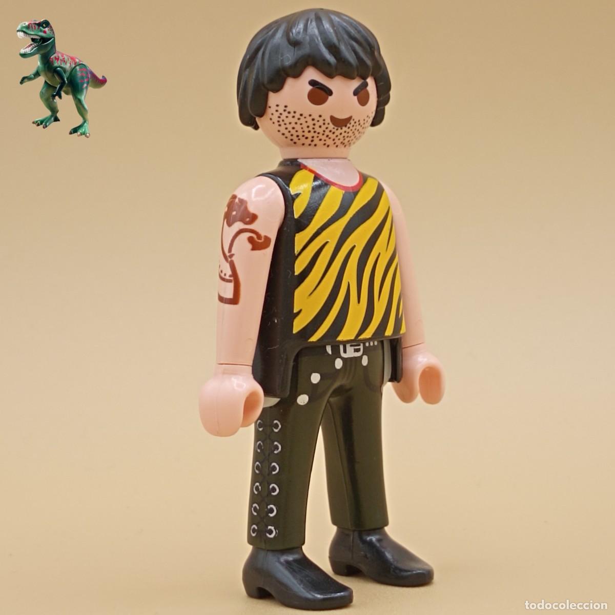 Playmobil: Playmobil figura criminal ladron motero motorista camiseta tigre tatuaje 9111