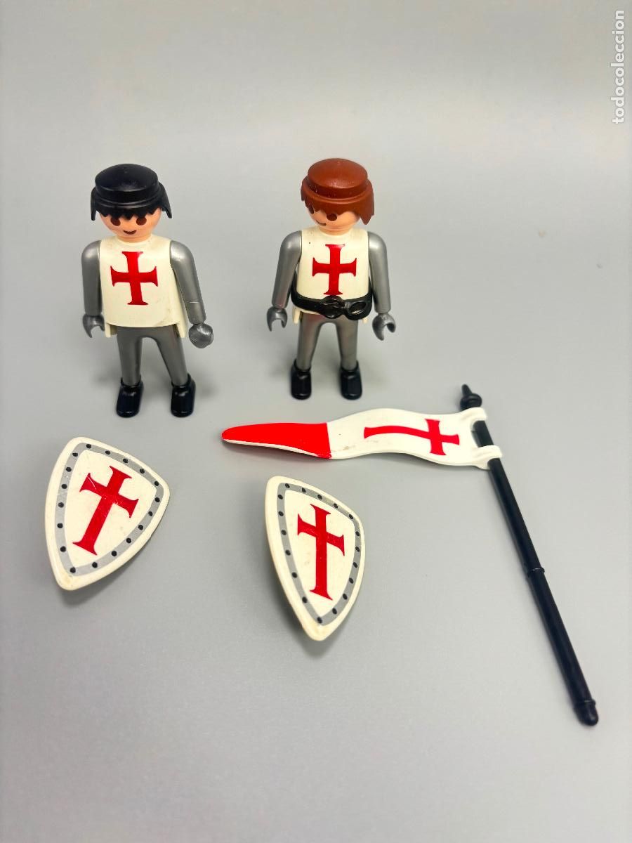 Playmobil: Playmobil lote figura escudo bandera cruz roja soldado medieval