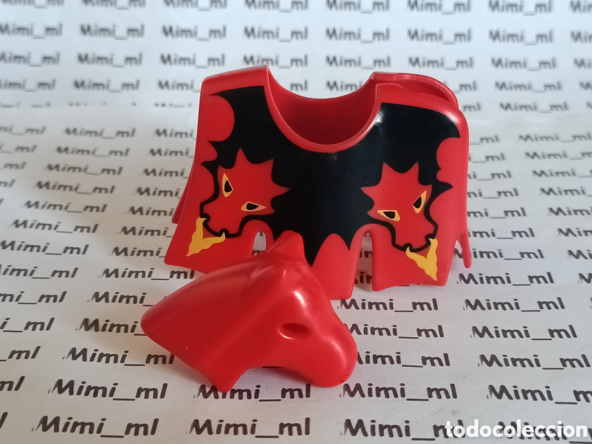 Playmobil: Playmobil gualdrapa y m&aacute;scara caballo medieval orden drag&oacute;n rojo manta y casco