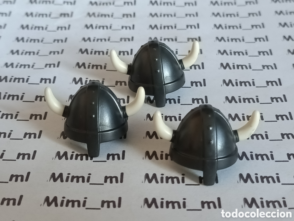 Playmobil: Playmobil 3 cascos vikingo cuernos blancos medieval