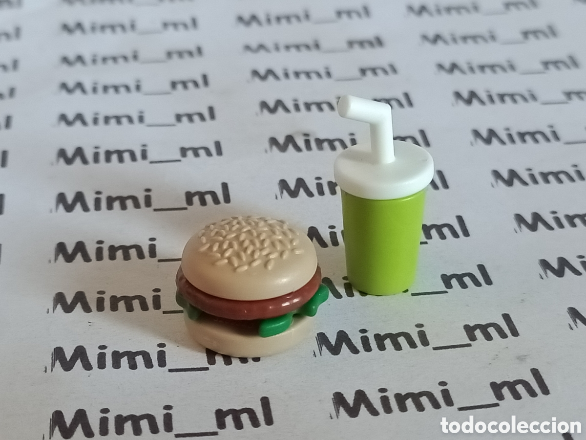 Playmobil: Playmobil hamburguesa y bebida refresco comida