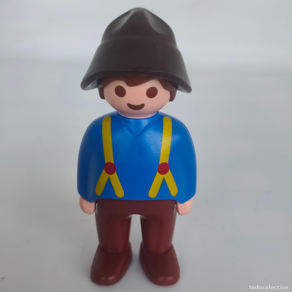 Playmobil: PLAYMOBIL 123 1.2.3, FIGURA HOMBRE, TIRANTES AMARILLOS GORRA BROWN 6765 6974 PASTOR NOE