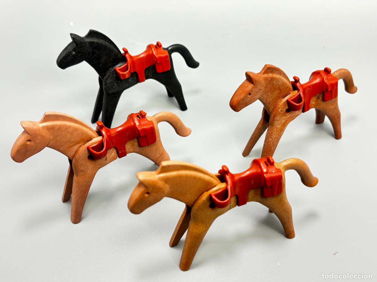 Playmobil: Playmobil lote caballo marr&oacute;n negro con silla de caballer&iacute;a