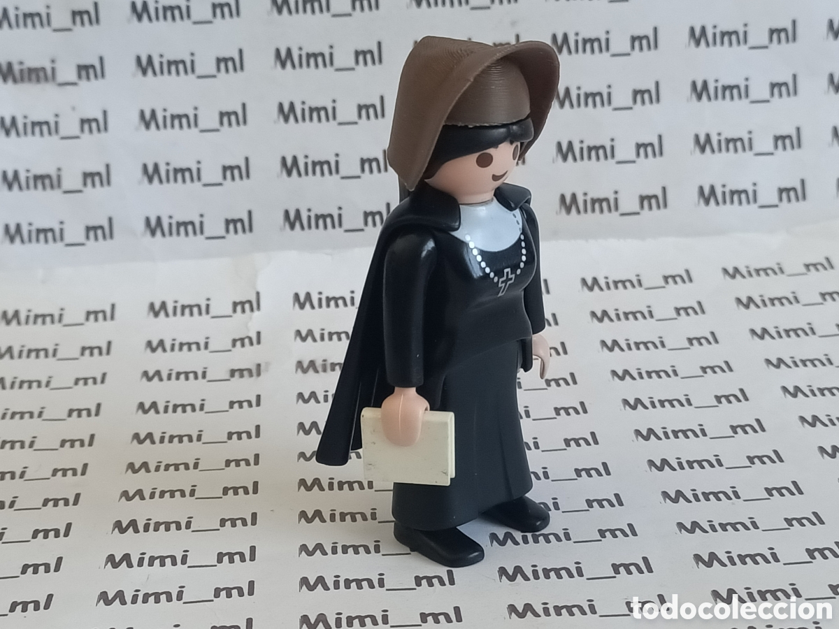 Playmobil: Playmobil 4631 figura mujer medieval monja capa libro blanco bonete gorro en impresora 3d