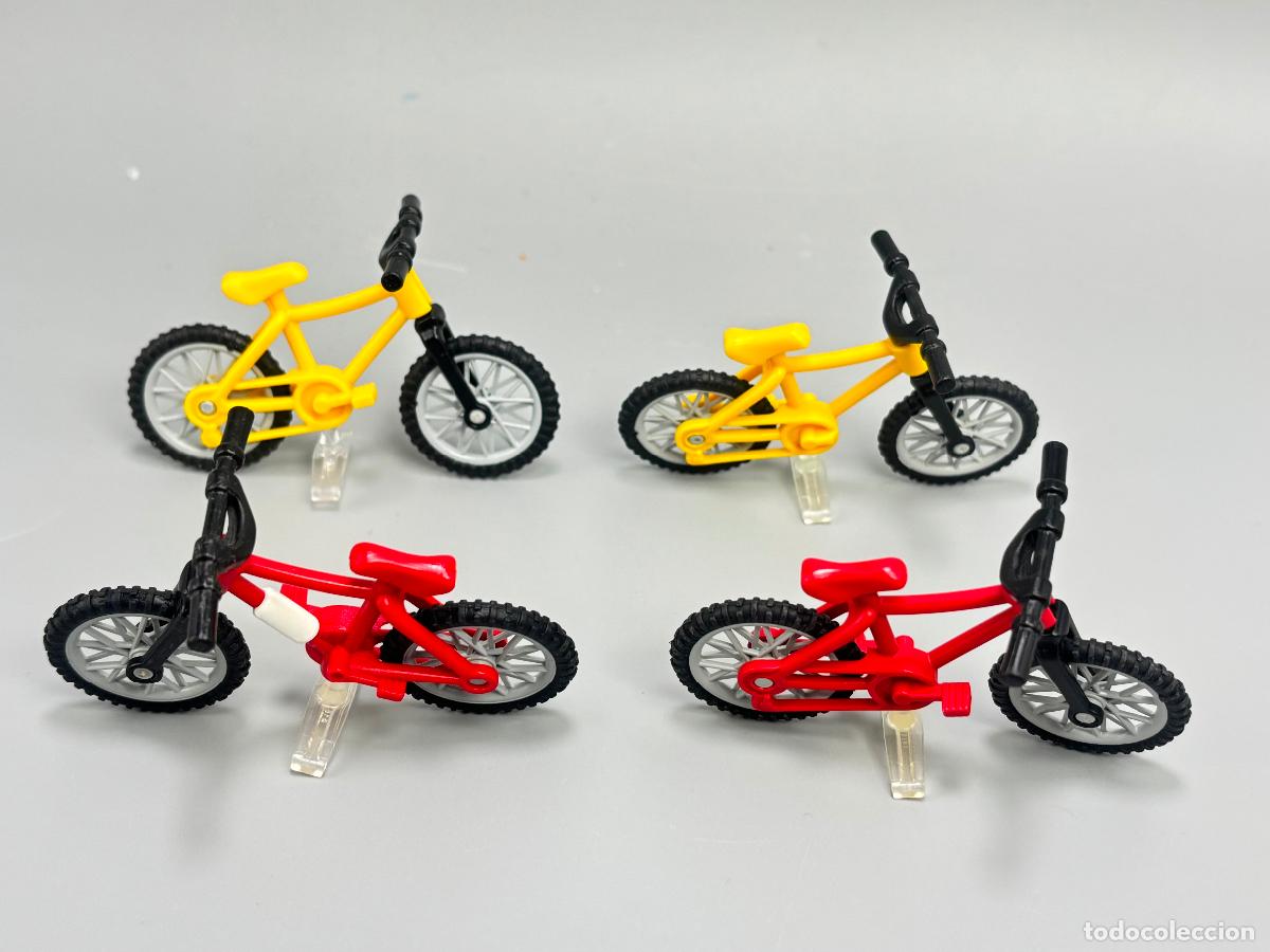 Playmobil: Playmobil lote bicicleta roja azul con base