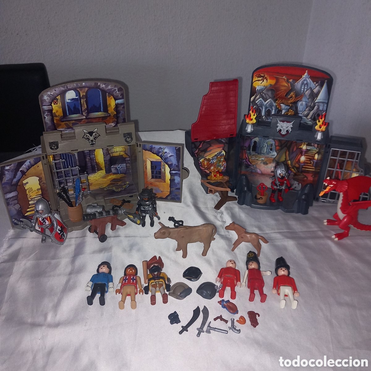Playmobil: PLAYMOBIL 2&times; FORTALEZAS MEDIEVALES MAS SOLDADOS+ACCESORIOS +LOTE