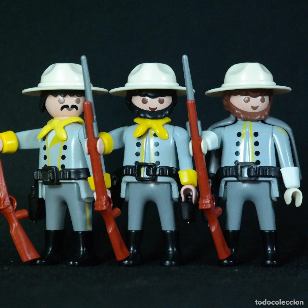 Playmobil: Playmobil 3 soldados confederados con sombreros beige ☼
