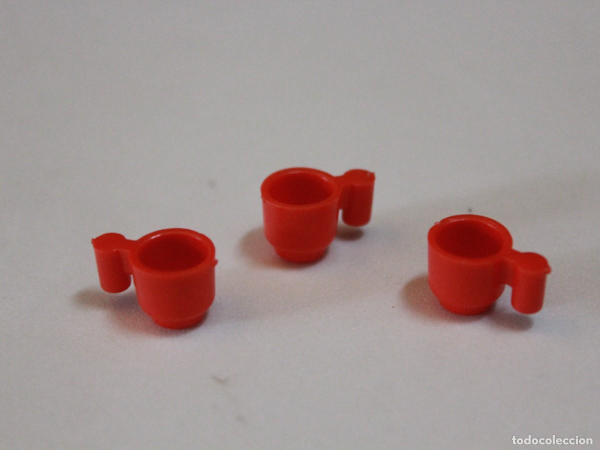 Playmobil: Playmobil lote de 3 tazas rojas accesorios cocina cafeter&iacute;a campamento
