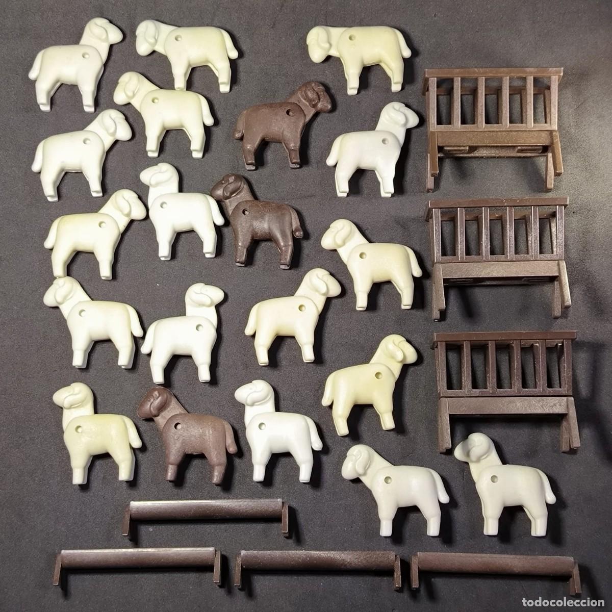 Playmobil: Playmobil ovejas balncas y marrones con comederos ☼