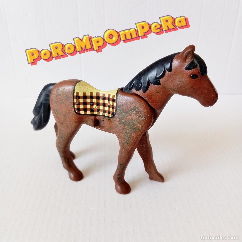Playmobil: PLAYMOBIL CABALLO MARR&Oacute;N CRIN NEGRA 2&ordf; GEN 5935 OESTE GRANJA MEDIEVAL ROMANO H&Iacute;PICA CBL