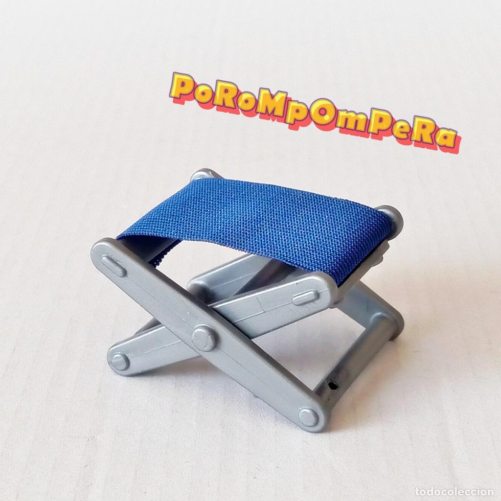Playmobil: PLAYMOBIL SILLA PLEGABLE PLATEADA TELA AZUL 5435 CAMPING FAMILIAR L5