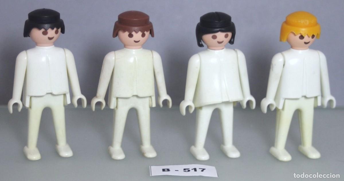 Playmobil: PLAYMOBIL 4 FIGURAS CL&Aacute;SICAS BLANCAS MANO FIJA 1&ordf; &Eacute;POCA - 3 CLICKS Y 1 CLACK (B-517)