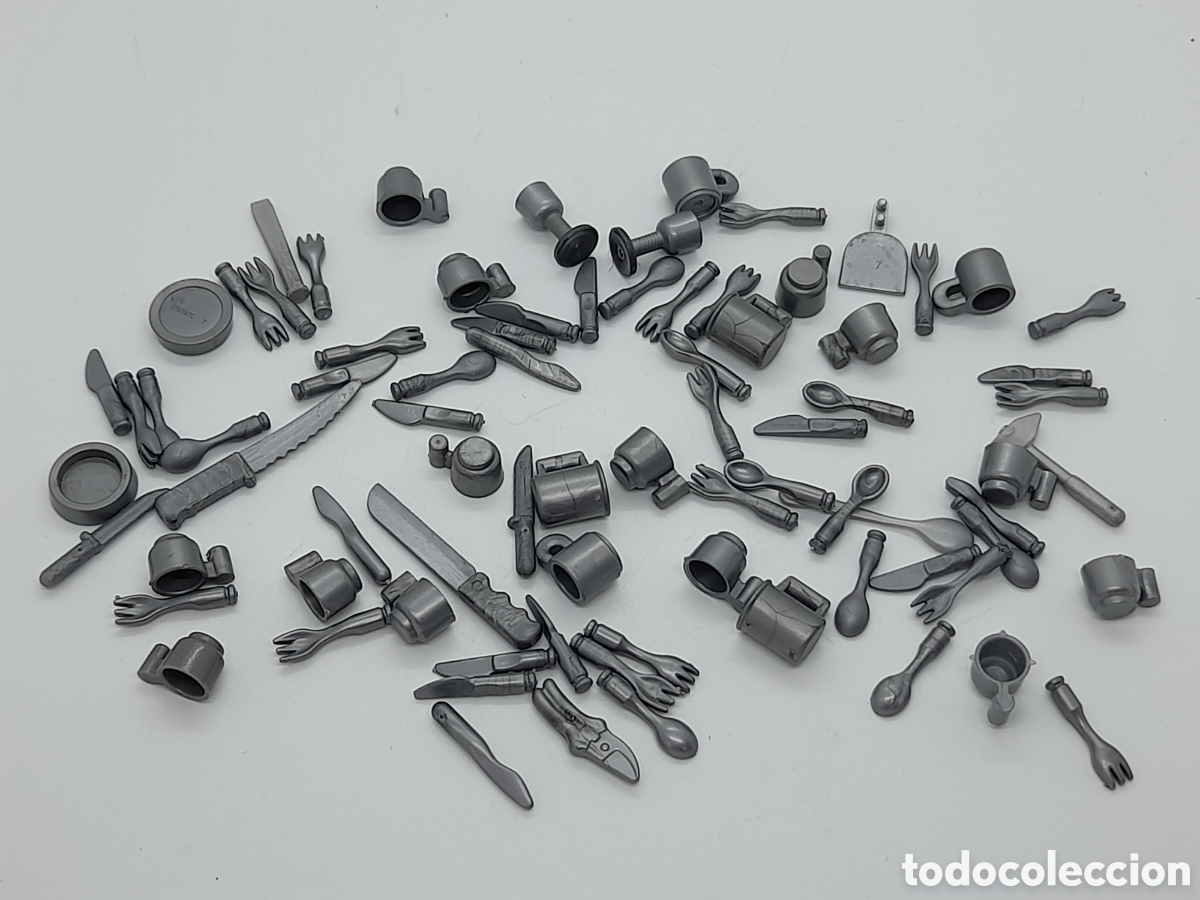 Playmobil: PLAYMOBIL. LOTE DE ARTICULOS DE COCINA. COLOR GRIS