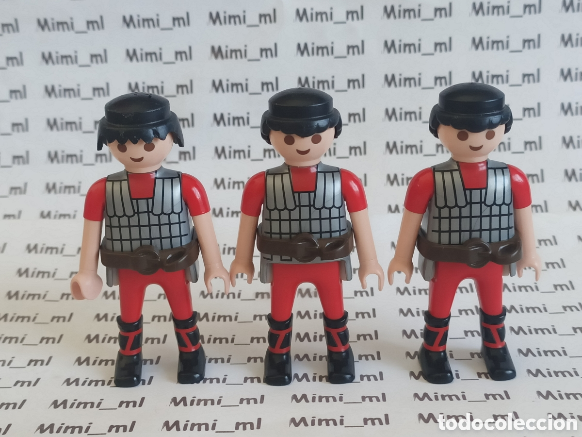 Playmobil: Playmobil 3 figuras soldados legionarios romanos cintur&oacute;n marr&oacute;n