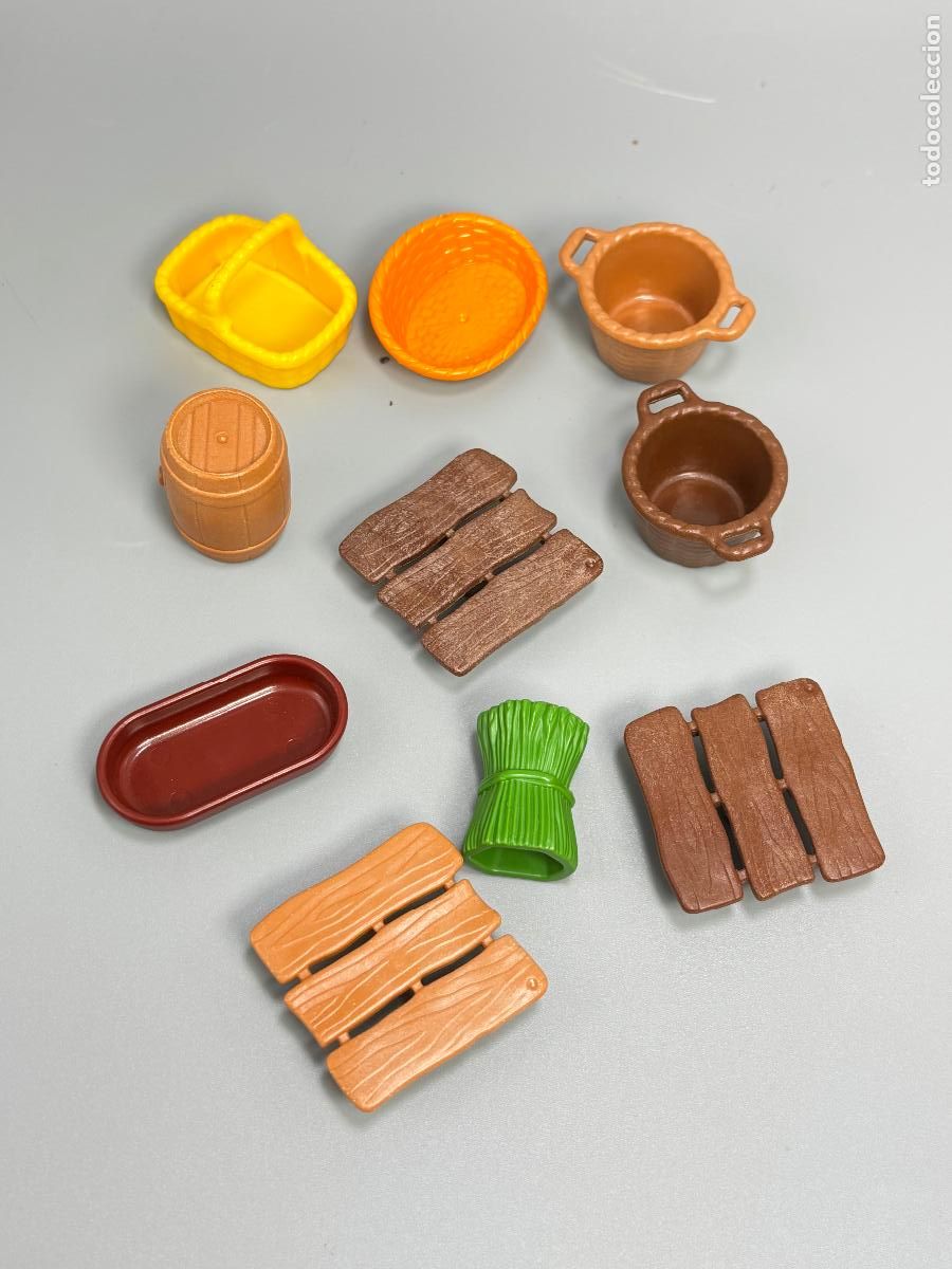 Playmobil: Playmobil lote canasto cesto barril base