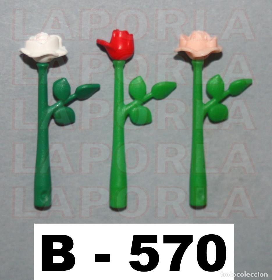 Playmobil: PLAYMOBIL 3 ROSAS EN TALLOS - JARD&Iacute;N BODA DECORACI&Oacute;N HOGAR REGALO (B-570)