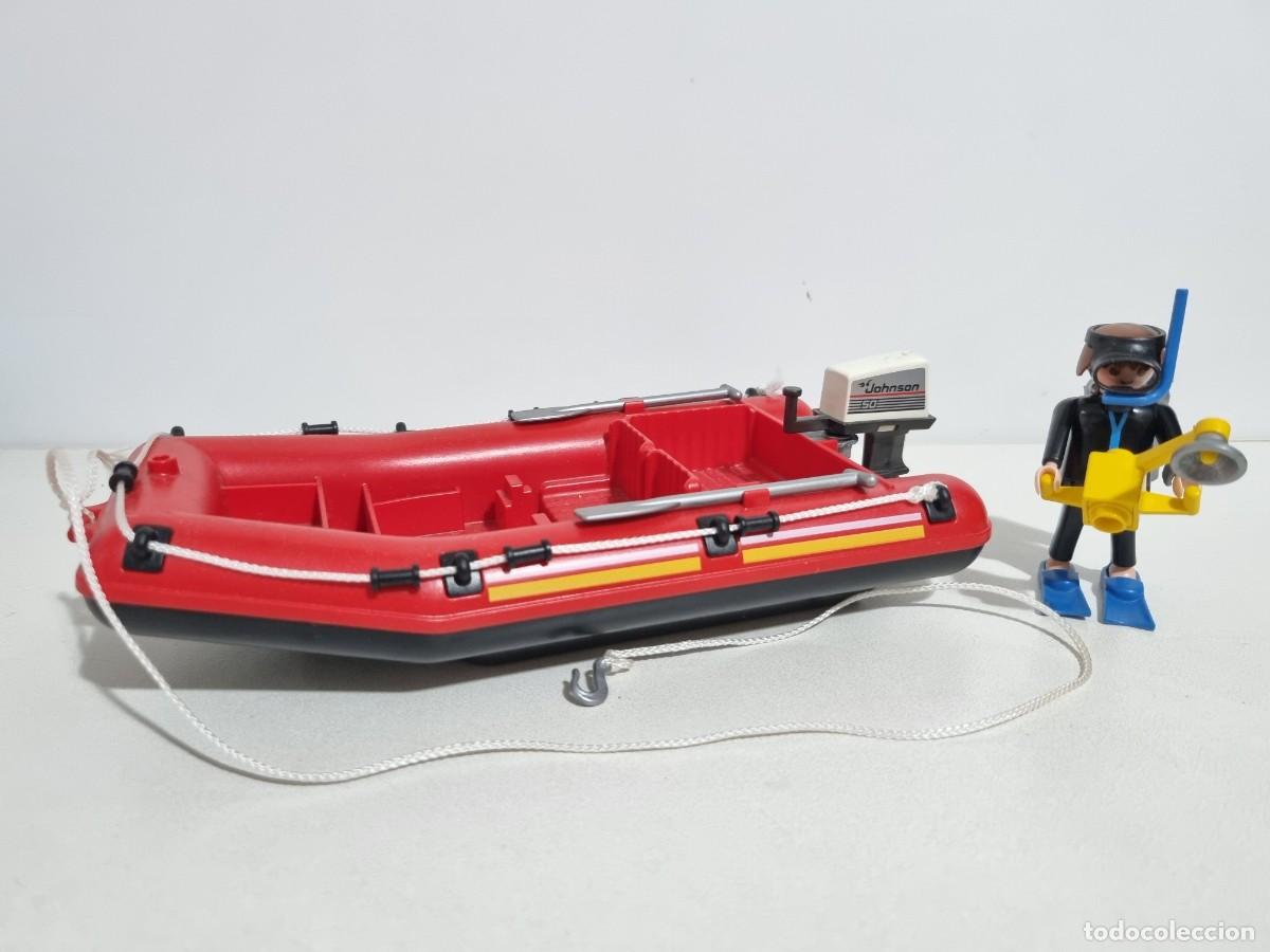 Playmobil: Playmobil 3772 Zodiac Lancha Neumatica Roja Recreo Buzo Buceador Camara Foto