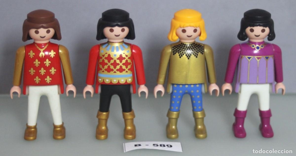 Playmobil: PLAYMOBIL 4 FIGURAS MEDIEVALES CORTE - PR&Iacute;NCIPE REY NOBLE CABALLERO (B-589)