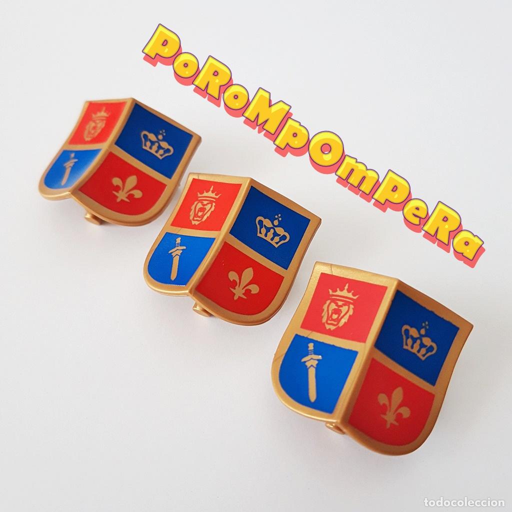 Playmobil: PLAYMOBIL LOTE X3 ESCUDO DORADO C&Oacute;NCAVO CABALLERO MEDIEVAL ORDEN DEL LE&Oacute;N 6039 6379