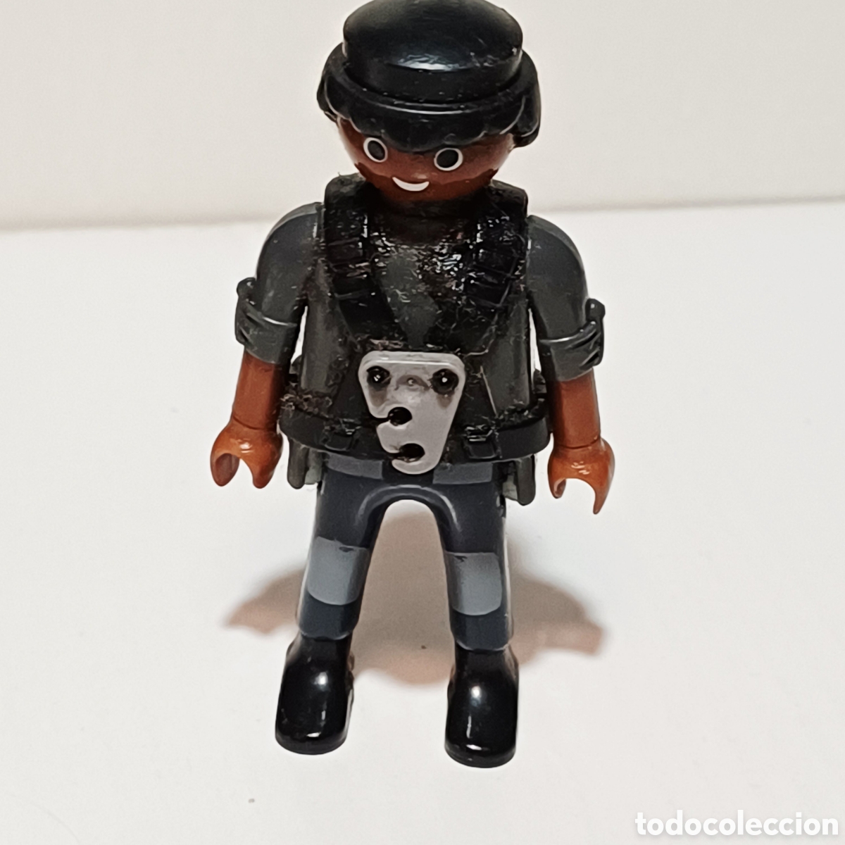 Playmobil: Figura Playmobil polic&iacute;a antidisturbios rescate negro guardia furgon