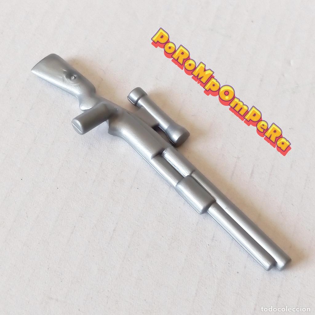 Playmobil: PLAYMOBIL RIFLE PLATEADO MIRA TELESC&Oacute;PICA FUSIL ESCOPETA FRANCOTIRADOR T5