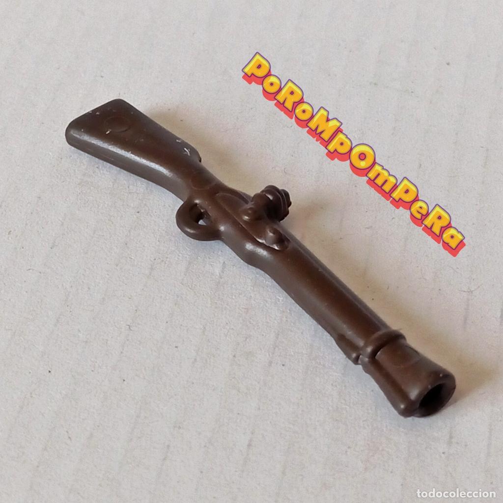 Playmobil: PLAYMOBIL MOSQUETE PIRATA MARR&Oacute;N OSCURO TRABUCO RIFLE ESCOPETA SOLDADO T5
