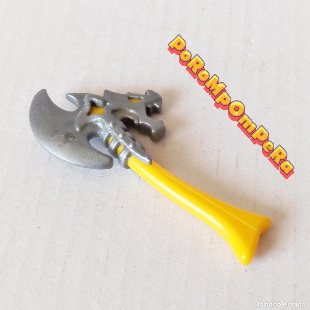 Playmobil: PLAYMOBIL HACHA DRAG&Oacute;N MANGO AMARILLO GUERRERO VIKINGO B&Aacute;RBARO CABALLERO MEDIEVAL ARMA COMBATE T5
