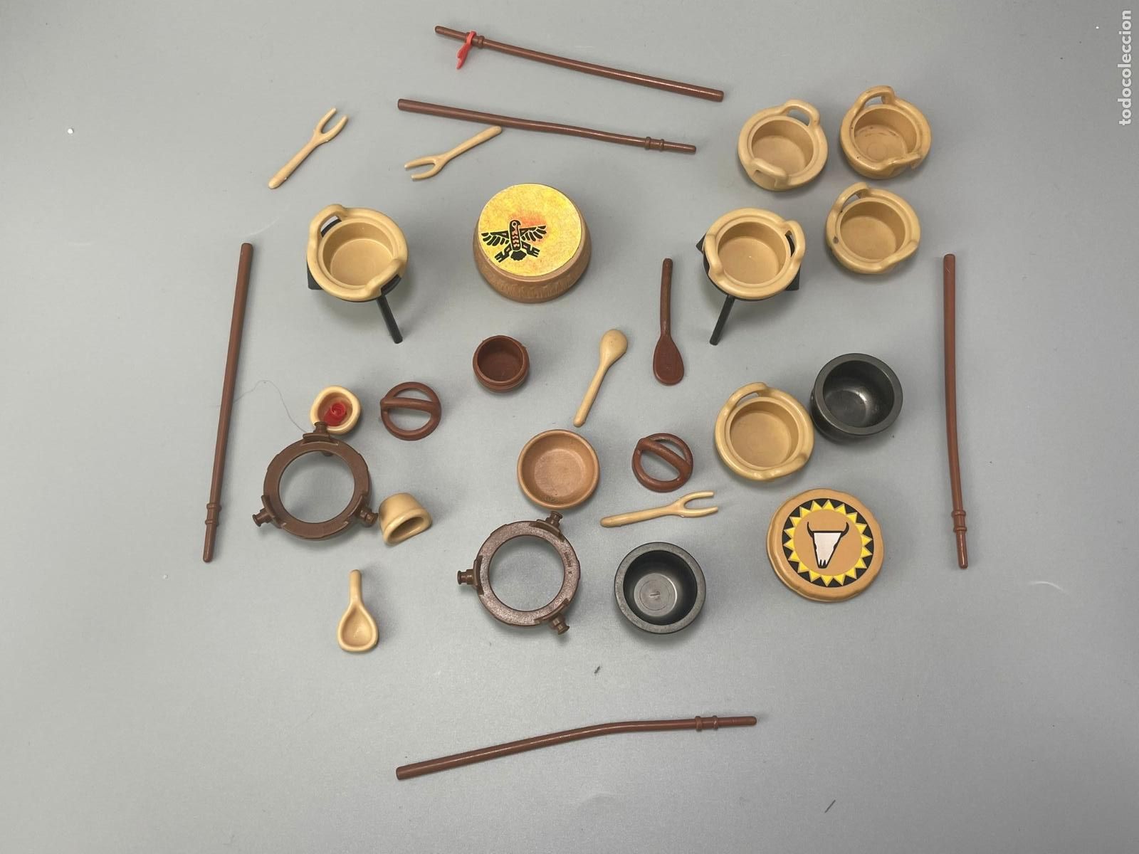 Playmobil: Playmobil lote tambor soporte caldero accesorios poblado indio india