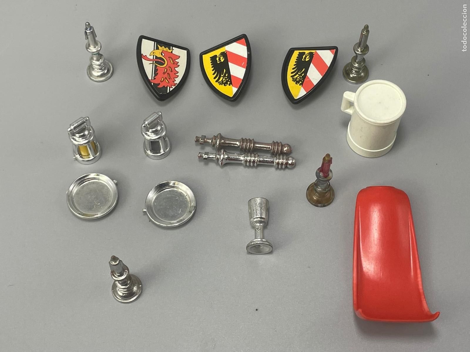Playmobil: Playmobil lote escudo capa plato copa tambor medieval cromado