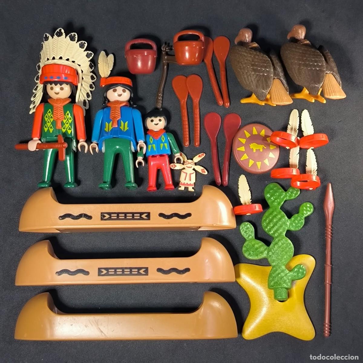 Playmobil: Playmobil familia india Antex con canoas, buitres y accesorios ☼