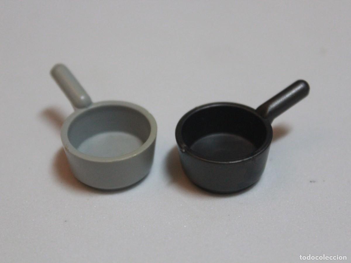 Playmobil: Accesorio playmobil cazos cocina gris lote 2 piezas