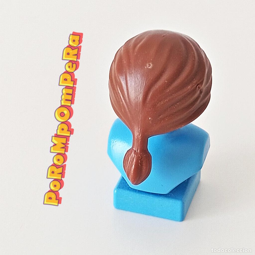 Playmobil: PLAYMOBIL PELUCA COLETA CORTA RAYAS MARR&Oacute;N PELO CASTA&Ntilde;O CABELLO CUSTOM/COMPLETAR T6