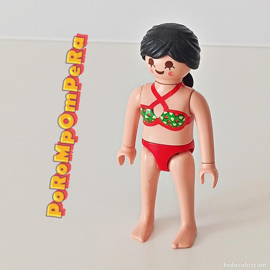 Playmobil: PLAYMOBIL FIGURA MUJER SIN VESTIDO ROPA INTERIOR BIKINI CHICA PLAYA PISCINA CUSTOM/COMPLETAR T6