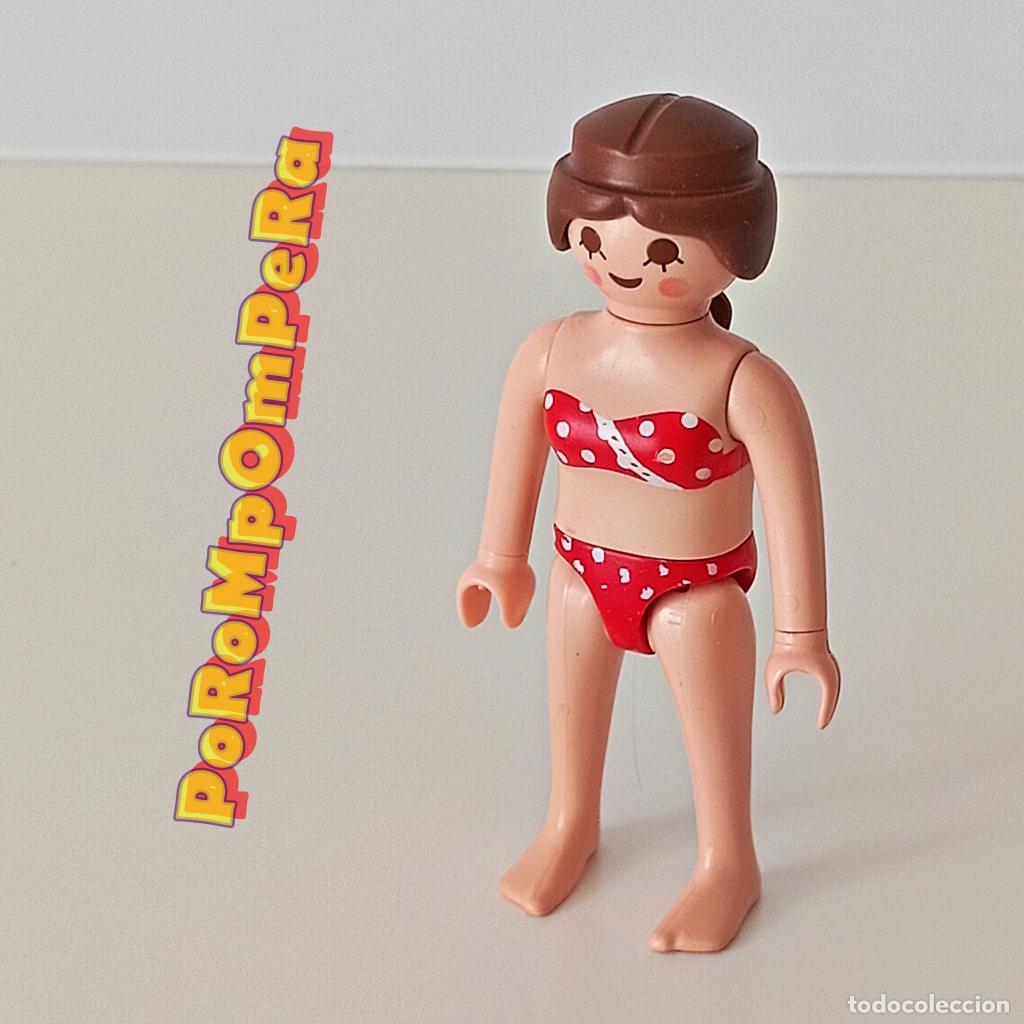 Playmobil: PLAYMOBIL FIGURA MUJER SIN VESTIDO ROPA INTERIOR BIKINI CHICA PLAYA PISCINA CUSTOM/COMPLETAR T6