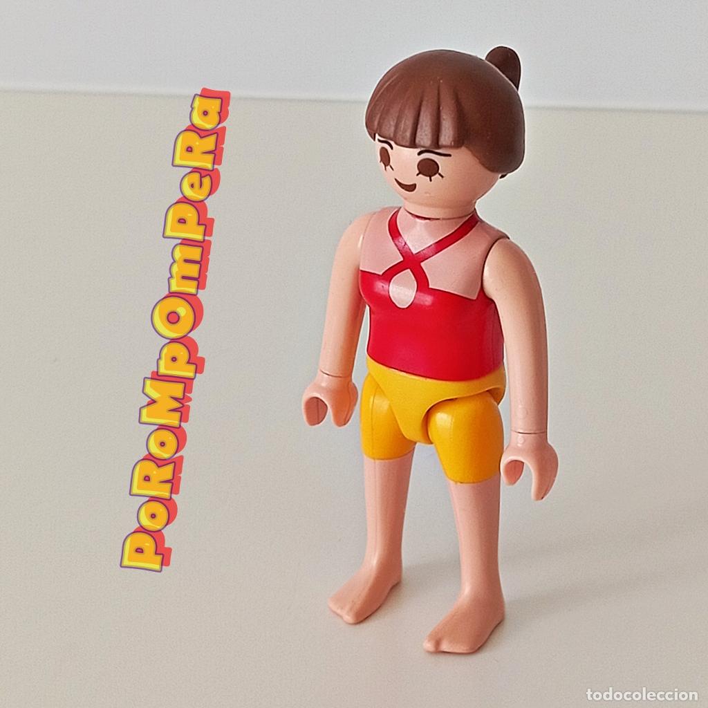 Playmobil: PLAYMOBIL FIGURA MUJER SIN VESTIDO ROPA INTERIOR BA&Ntilde;ADOR CHICA PLAYA PISCINA CUSTOM/COMPLETAR T6