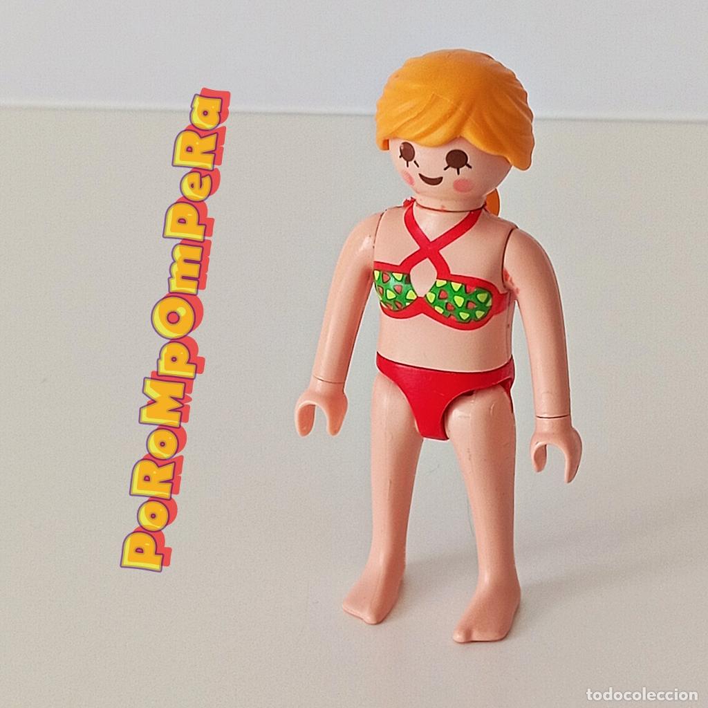 Playmobil: PLAYMOBIL FIGURA MUJER SIN VESTIDO ROPA INTERIOR BIKINI CHICA PLAYA PISCINA CUSTOM/COMPLETAR T6