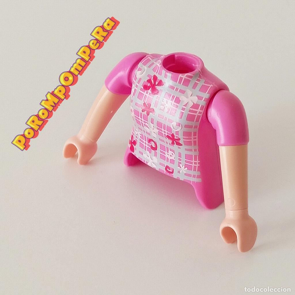Playmobil: PLAYMOBIL TORSO MUJER ROSA + BRAZO CURVO A JUEGO MANGA CORTA CAMISETA COMPLETAR/CUSTOM CHICA T6