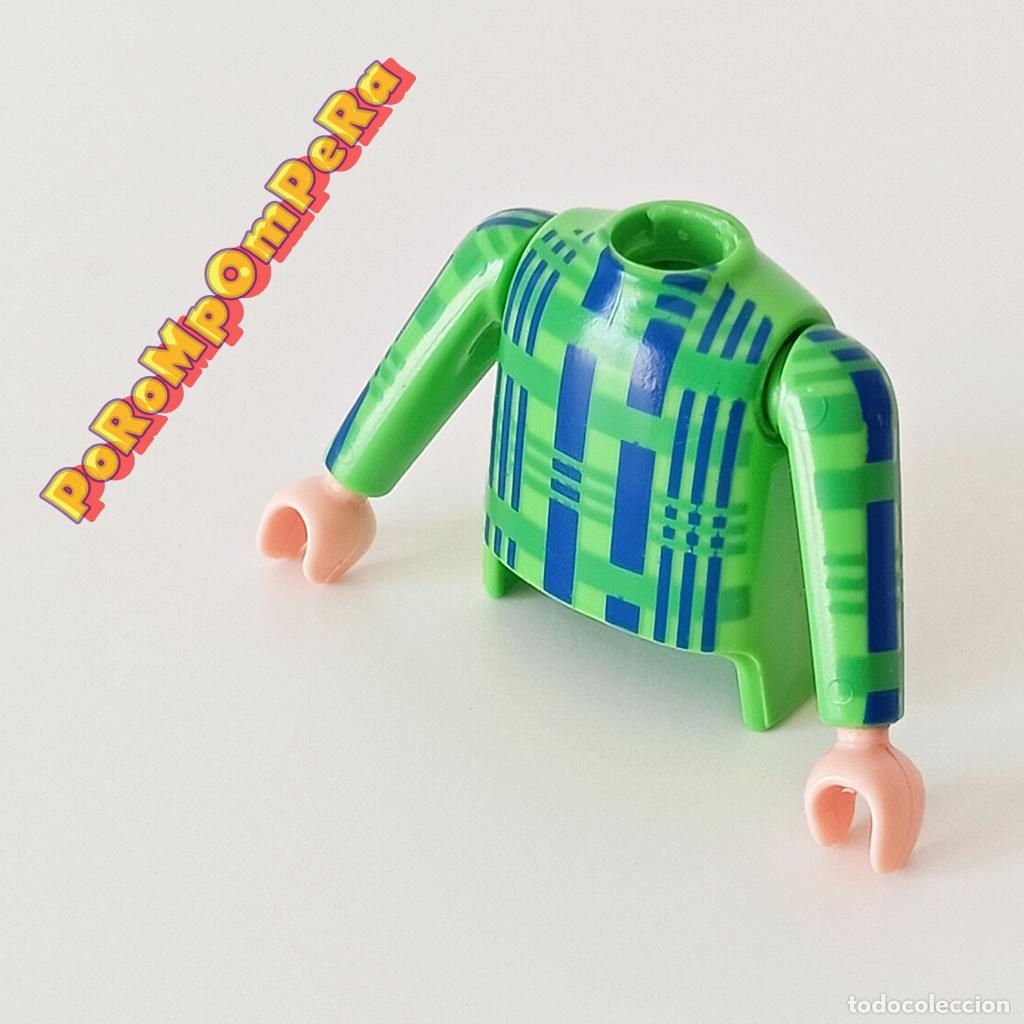 Playmobil: PLAYMOBIL TORSO CAMISA VERDE + BRAZO A JUEGO MANGA LARGA COMPLETAR/CUSTOM T6