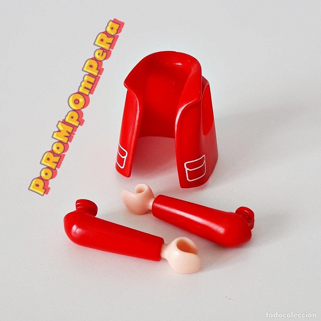 Playmobil: PLAYMOBIL CHAQUETA SOLAPA ROJA BOLSILLOS + BRAZO A JUEGO CUSTOM/COMPLETAR CAZADORA CH1