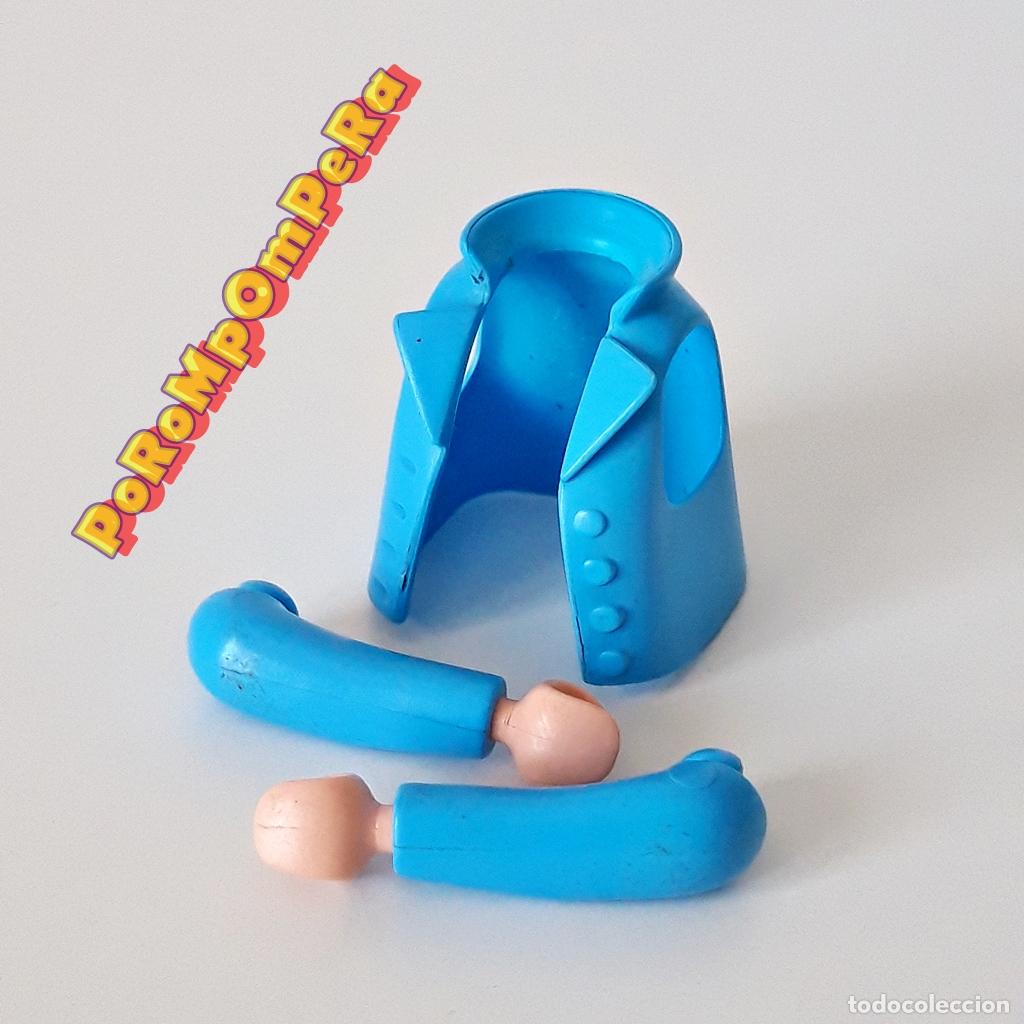 Playmobil: PLAYMOBIL CHAQUETA ABOTONADA AZULADA + BRAZO CURVO A JUEGO CUSTOM/COMPLETAR CAZADORA TO5