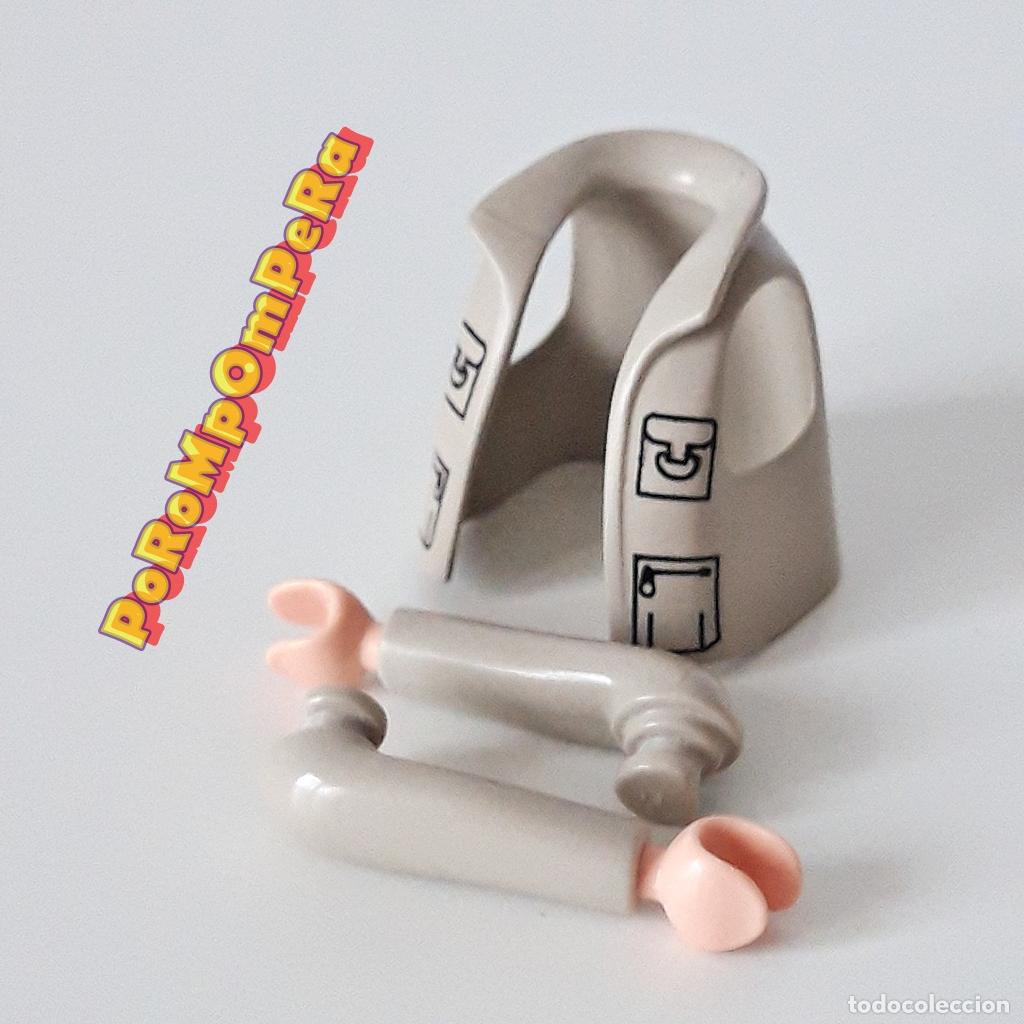 Playmobil: PLAYMOBIL CHAQUETA SOLAPA GRIS BOLSILLOS + BRAZO A JUEGO CUSTOM/COMPLETAR CAZADORA L6