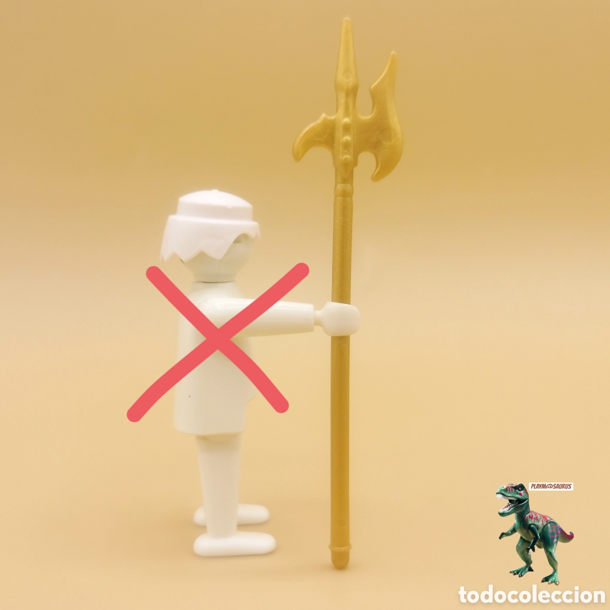 Playmobil: Playmobil lanza arma medieval larga alabarda dorada pica caballero guerrero soldado color oro