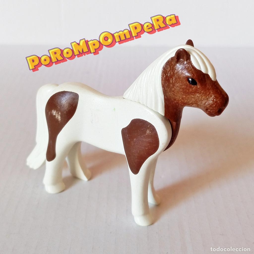 Playmobil: PLAYMOBIL POTRO BLANCO MANCHAS CRIN LARGA CR&Iacute;A CABALLO MODERNO OEST GRANJA MEDIEVAL ROMANO H&Iacute;PICA T7