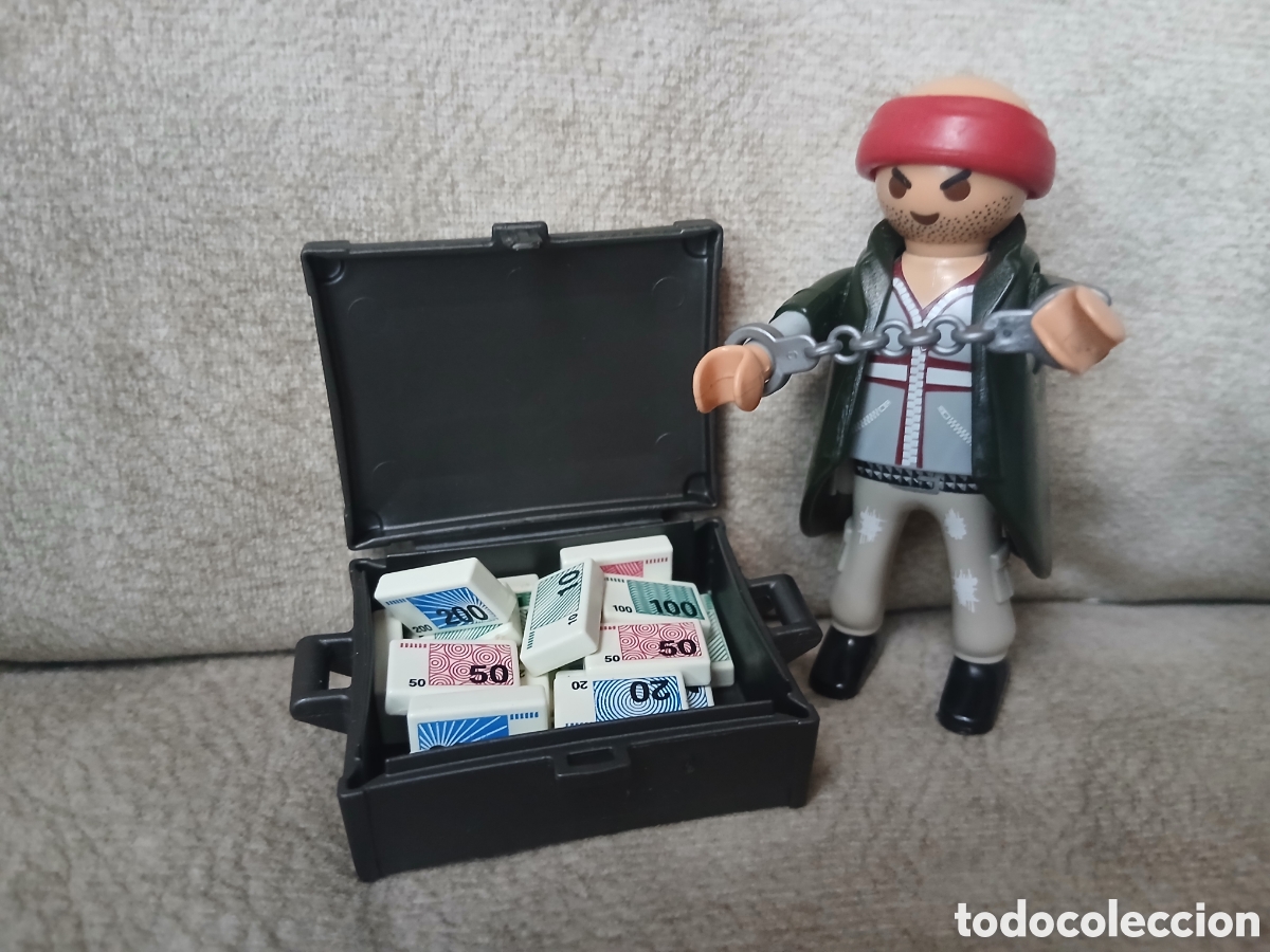 Playmobil: Figura Playmobil Ladr&oacute;n/Delincuente + Malet&iacute;n con Dinero