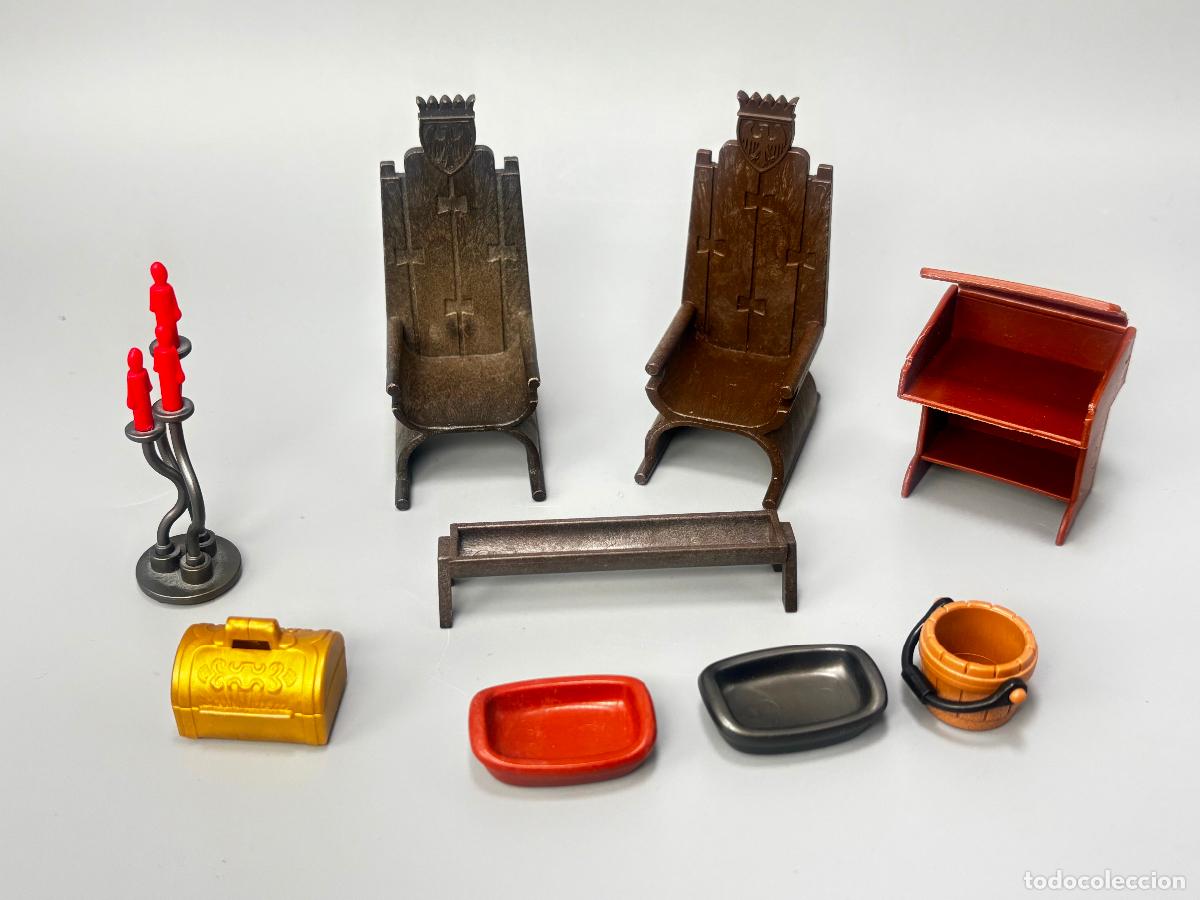Playmobil: Playmobil lote atril candelabro cobre recipiente trono silla