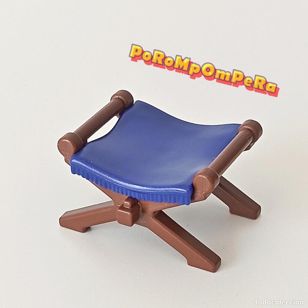 Playmobil: PLAYMOBIL TABURETE JUSTA O TORNEO MEDIEVAL 3652 ASIENTO AZUL CASTILLO 3268 SILLA BANQUETA T8