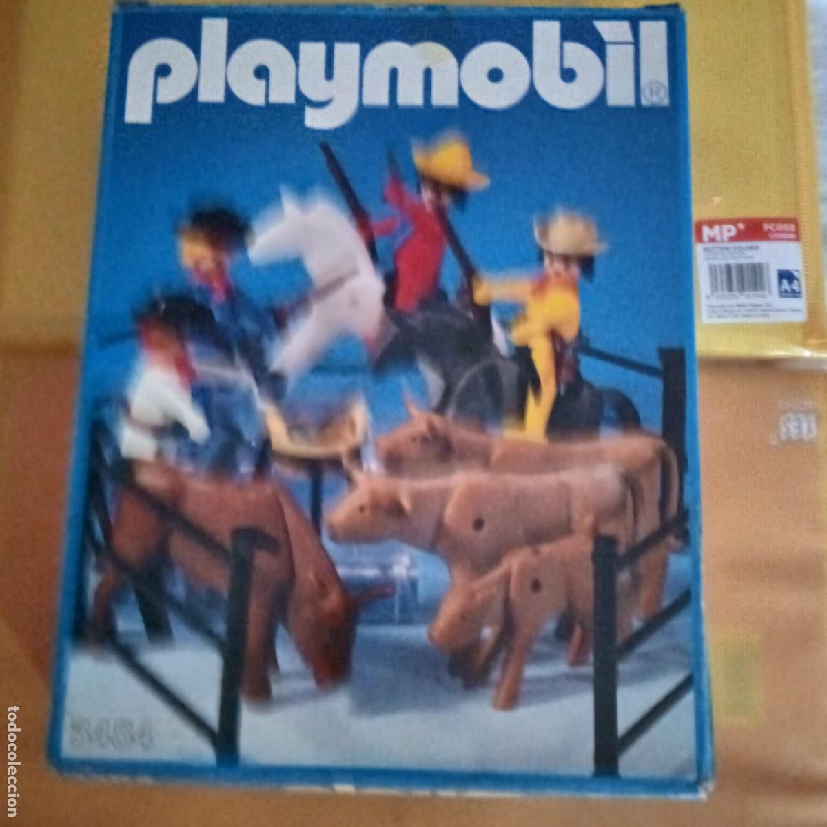 Playmobil: PLAYMOBIL: CAJA COMPLETADA REF 3484, BAQUEROS, GANADO, OESTE (GEOBRA 1984)