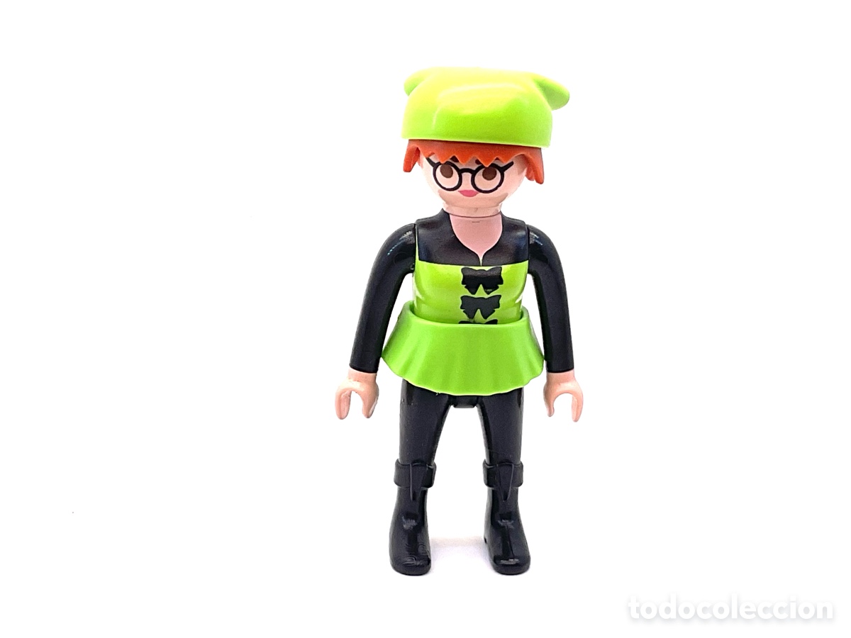 Playmobil: FIGURA PLAYMOBIL. CHICA CON PA&Ntilde;UELO VERDE EN LA CABEZA.